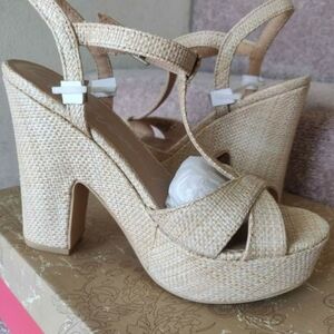 American Rag Woven Platform Sandals — Beige Cream